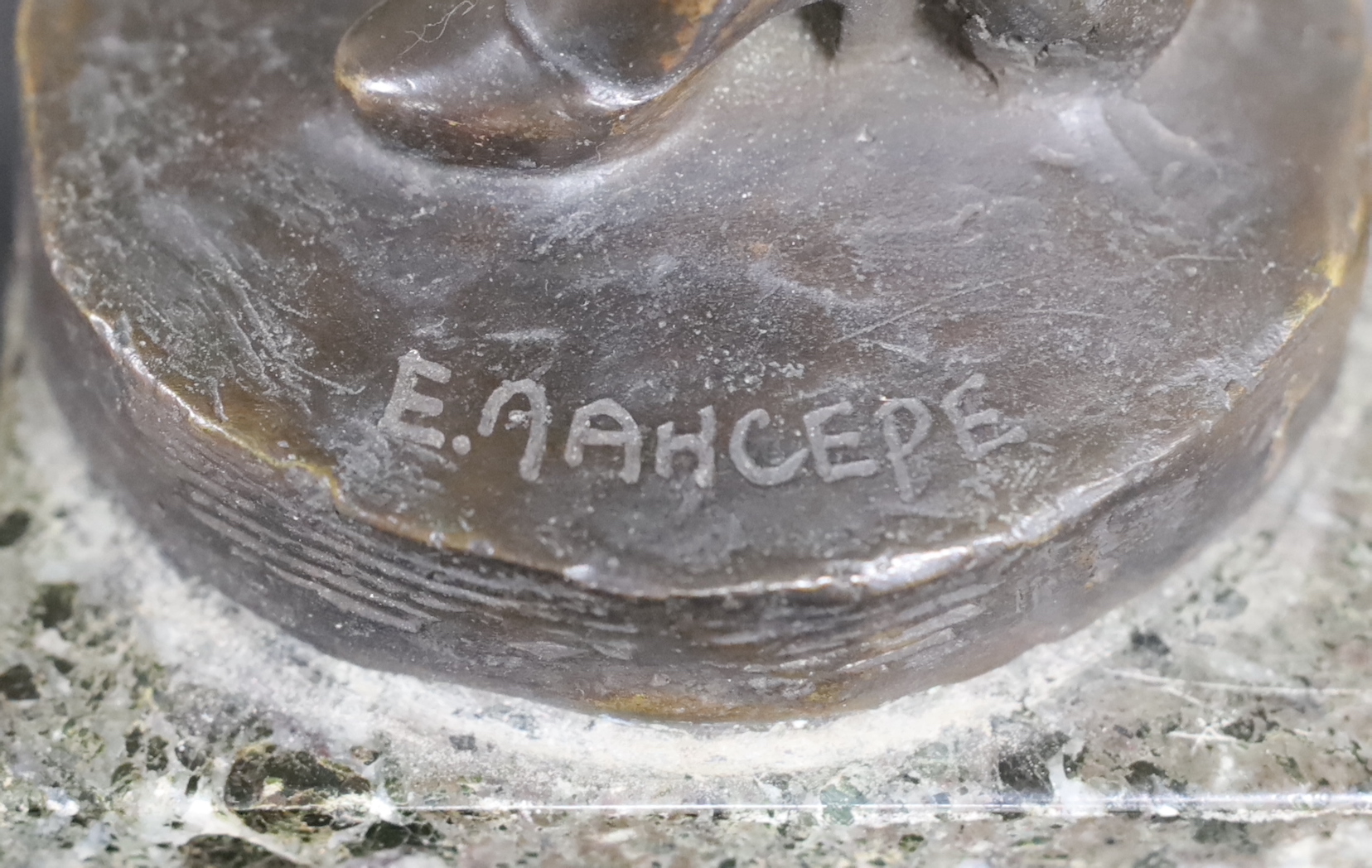 After Evgeny Aleksandrovich Lansere (Russian, 1848-1886). A bronze of a lady on stepped marble base, signature reads ‘E. Nahcepe’, 66cm